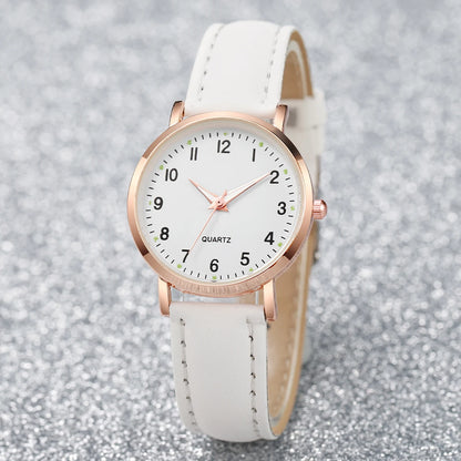 Montre de mode décontractée pour femme avec cadran arabe, bracelet en cuir, mouvement à quartz, montre pour femme, horloge pour filles, cadeau