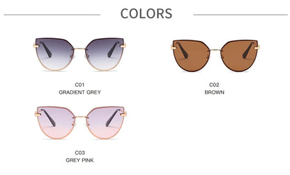 Lot de 2 lunettes de soleil pour femmes à grande monture, lunettes de soleil œil de chat dégradées pour femmes, protection UV pour extérieur, lunettes de créateur