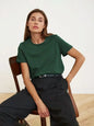 Bornladies Summer T-shirt femme 100 % coton, basique, tendance, uni, manches courtes, haut à superposer ample, 230 g/m², hauts et chemises