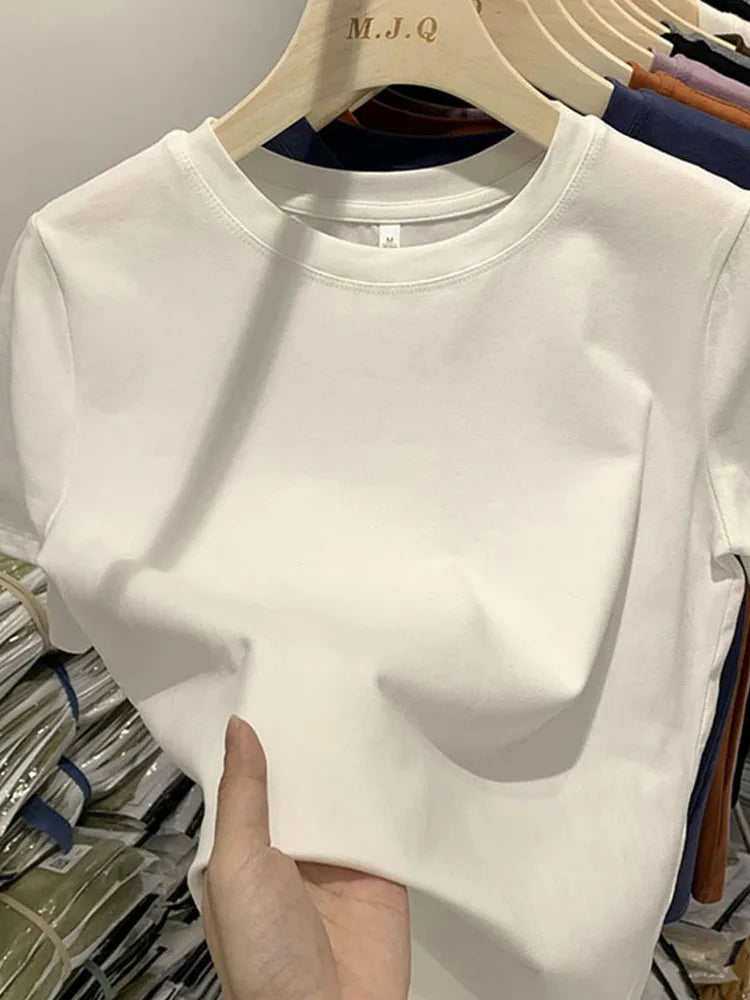 T-shirt pour femme, t-shirt pour filles, vêtements pour femmes, hauts, t-shirt en coton, t-shirt féminin à manches courtes, tee-shirt de printemps, haut sexy Y2K, blanc