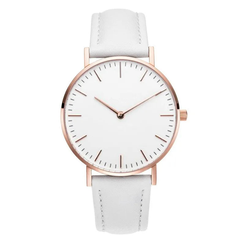 Montre élégante pour femme, simple, nouvelle collection 2023, rose et blanc, bracelet en cuir, montre-bracelet pour femme avec robe, montre féminine décontractée, idée cadeau tendance, Montre Femme