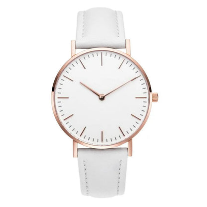 Montre élégante pour femme, simple, nouvelle collection 2023, rose et blanc, bracelet en cuir, montre-bracelet pour femme avec robe, montre féminine décontractée, idée cadeau tendance, Montre Femme