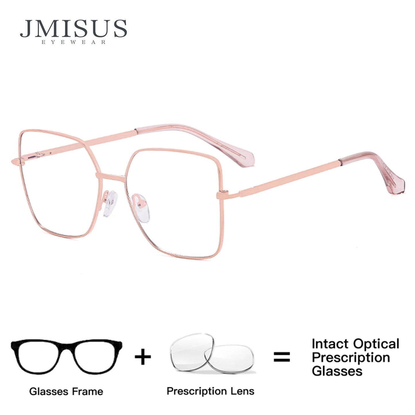 JMISUS Fashion Femme Lunettes optiques carrées avec verres correcteurs anti-lumière bleue photochromiques gris en forme de papillon, lunettes de vue sur ordonnance