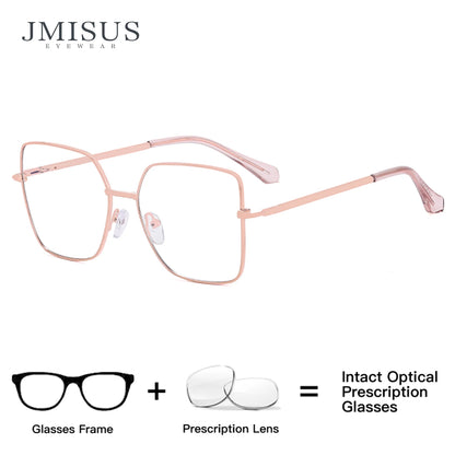 JMISUS Fashion Femme Lunettes optiques carrées avec verres correcteurs anti-lumière bleue photochromiques gris en forme de papillon, lunettes de vue sur ordonnance