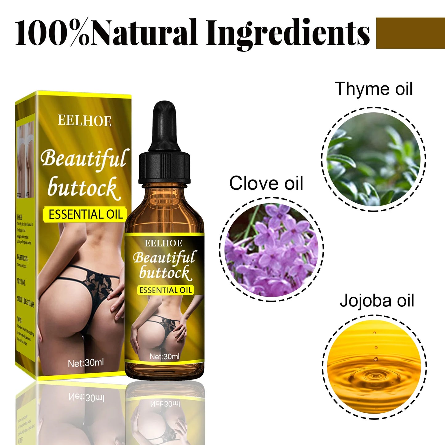 Huile essentielle sexy pour le lifting des fesses — raffermissante, améliore le relâchement cutané, augmente le tour de hanches, soin du corps, nourrissante, 30 ml