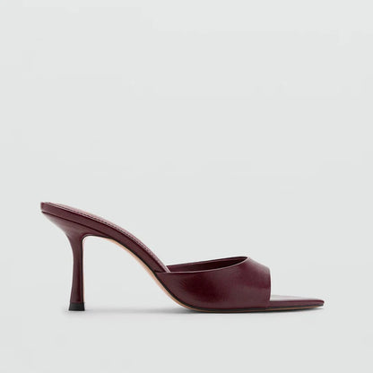 Mango2026 Sandales sexy à bout pointu et talon fin, à enfiler, respirantes, nouveau style d’été polyvalent, chaussures plates à enfiler pour femmes