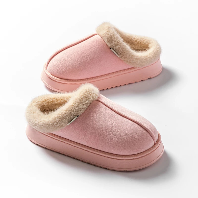 Pantoufles duveteuses pour femmes à la mode pour l’automne et l’hiver, semelle épaisse en EVA antidérapante et chaude, pantoufles unisexes d’intérieur pour l’hiver