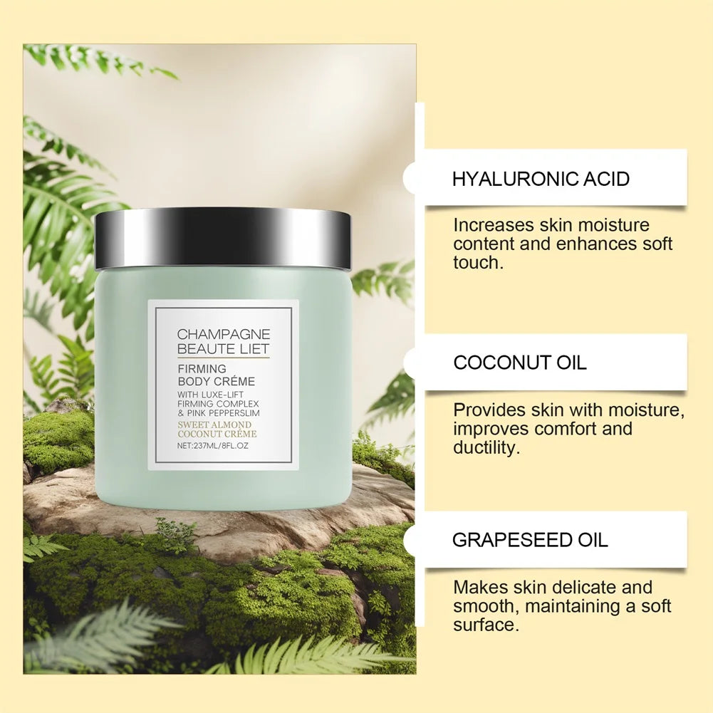 Crème corporelle raffermissante au champagne avec Pepperslim, crème anti-rides et raffermissante pour la peau, lotion corporelle hydratante quotidienne pour hommes et femmes