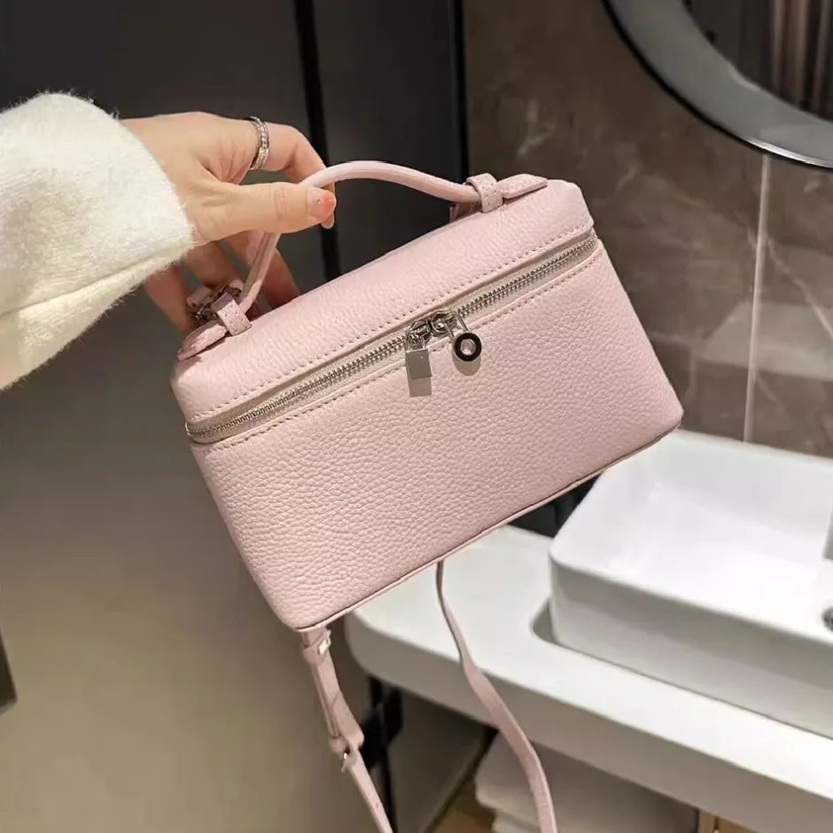 Sac à bandoulière en grain de litchi au style haut de gamme et de niche, mode simple, type boîte à lunch pour femme, exquis mini sac à main porté main et en bandoulière