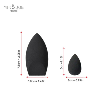 Lot de 2 éponges de maquillage noires en forme d’œuf Beauty Sponge - Sans latex, réutilisables, pour un fond de teint, un contouring et un illuminateur impeccables