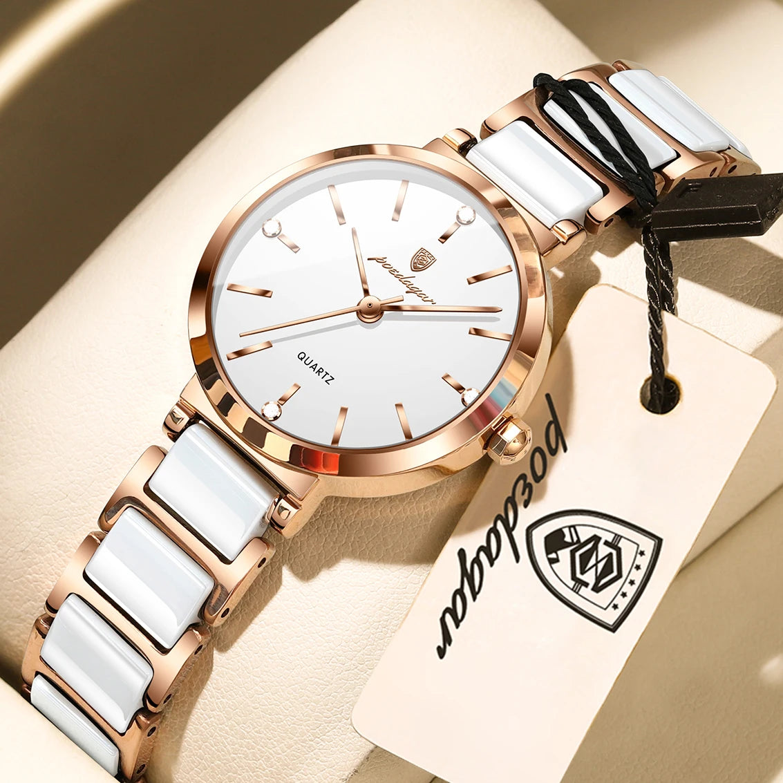 POEDAGAR Montre de luxe haut de gamme avec diamants pour femme, haute qualité, étanche, montre à quartz pour dames en acier inoxydable, montre féminine + boîte