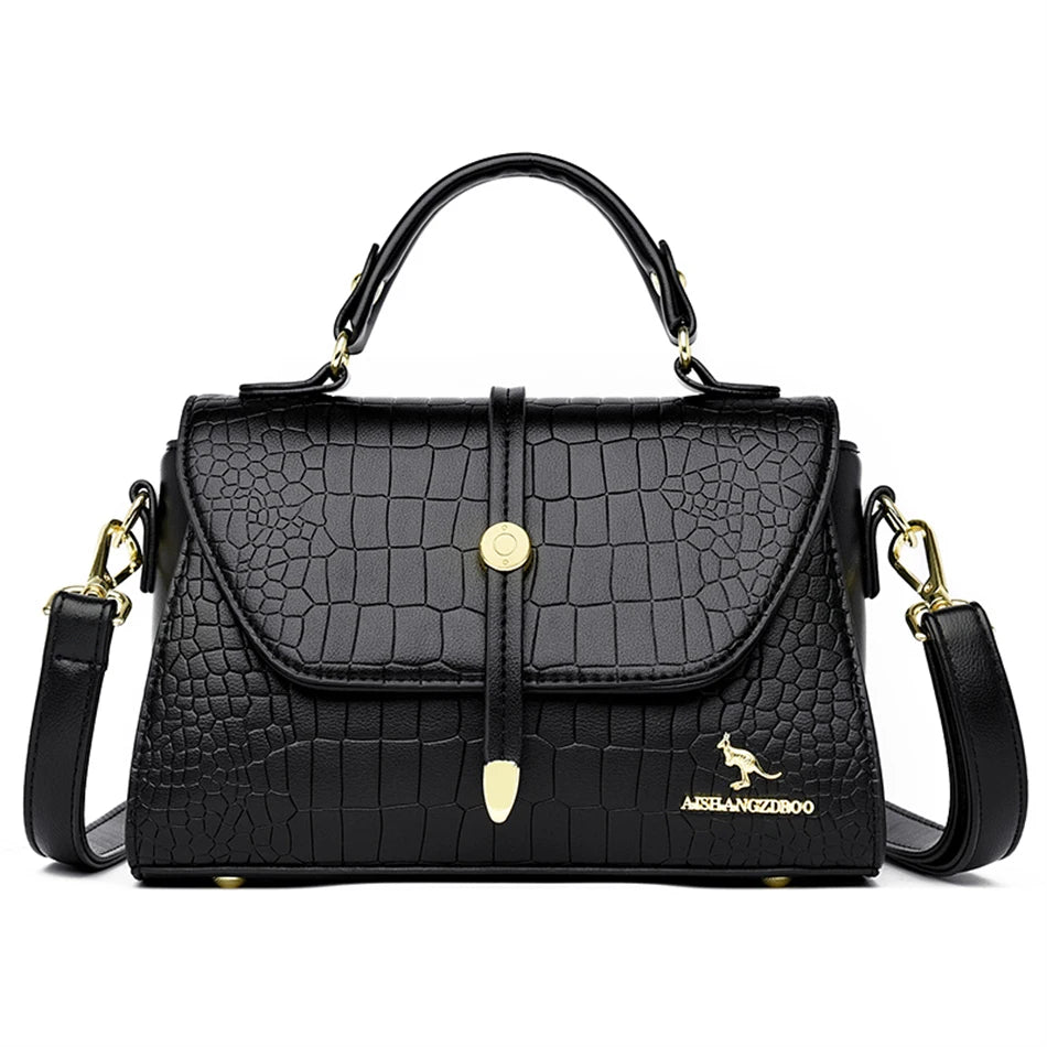 Sacs bandoulière en cuir crocodile 2024 pour femmes, sacs messager d’épaule pour femme, sacs à main et porte-monnaie de luxe de créateur pour dames.