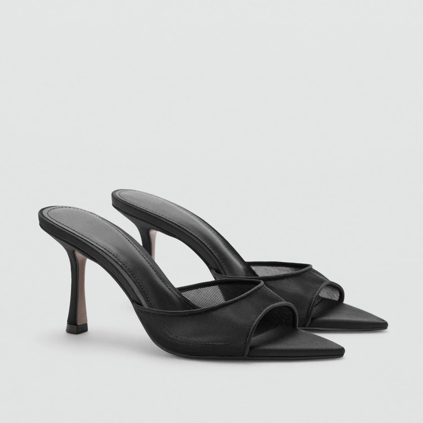 Mango2026 Sandales sexy à bout pointu et talon fin, à enfiler, respirantes, nouveau style d’été polyvalent, chaussures plates à enfiler pour femmes