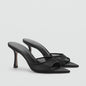 Mango2026 Sandales sexy à bout pointu et talon fin, à enfiler, respirantes, nouveau style d’été polyvalent, chaussures plates à enfiler pour femmes
