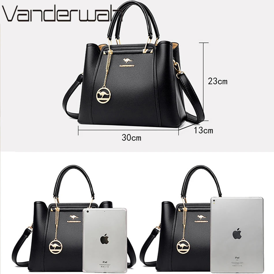 Sac bandoulière de luxe pour femme 2024, designer à 3 couches, grand sac à main en cuir à grande capacité pour femme, sac shopper de marque, sac fourre-tout messager.