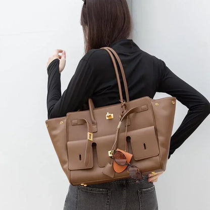 Sac fourre-tout Designer Wings en cuir véritable, sac à bandoulière pour femme de grande capacité pour les trajets quotidiens, sac à main polyvalent de style locomotive luxueux