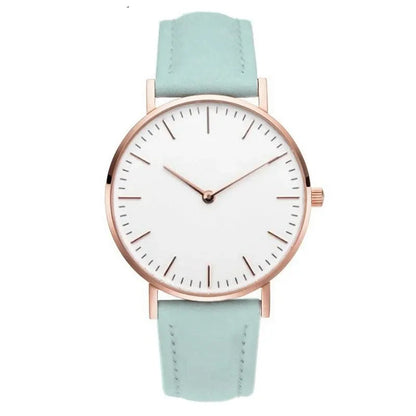 Montre élégante pour femme, simple, nouvelle collection 2023, rose et blanc, bracelet en cuir, montre-bracelet pour femme avec robe, montre féminine décontractée, idée cadeau tendance, Montre Femme