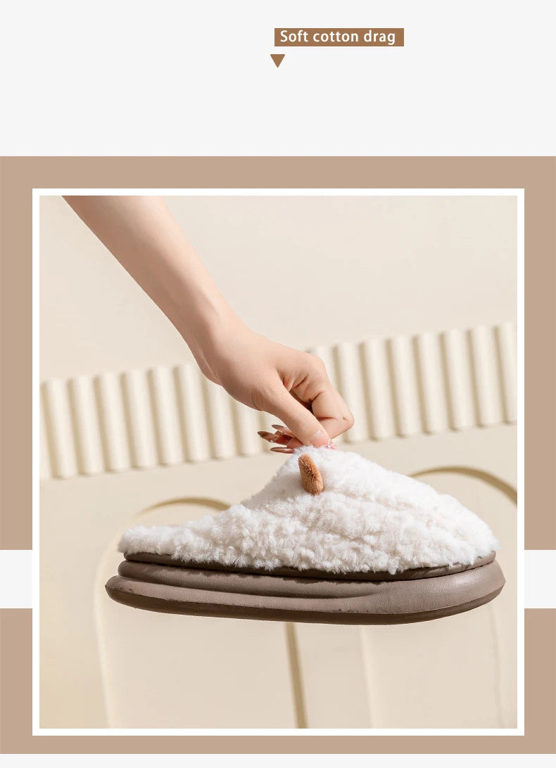 Pantoufles d’hiver pour femmes - Chaussons doublés en polaire pelucheuse, chaussons chauds en coton pour l’intérieur/l’extérieur avec semelle antidérapante