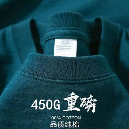 T-shirts unisexes 100 % coton 450 g de haute qualité T-shirts blancs T-shirt vierge d’été pour homme T-shirts pour homme