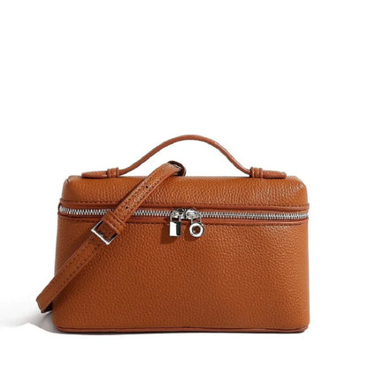 Sac à bandoulière en grain de litchi au style haut de gamme et de niche, mode simple, type boîte à lunch pour femme, exquis mini sac à main porté main et en bandoulière