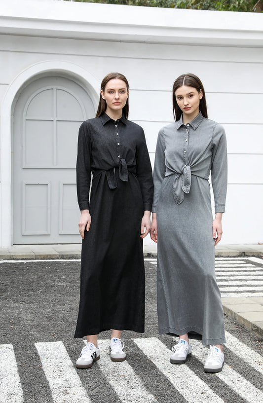AP SS25 robe chemise et blouse cache-cœur en denim léger pour femmes
