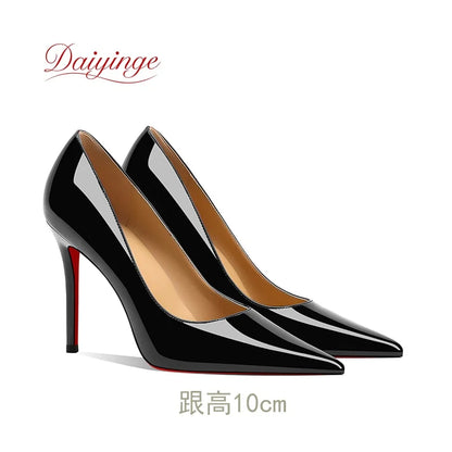 Chaussures pour femme tendance 2026 de luxe à semelles rouges, talons hauts, escarpins à bout pointu et talons aiguilles de 12 cm, confortables pour soirées, robes de cérémonie et mariages.