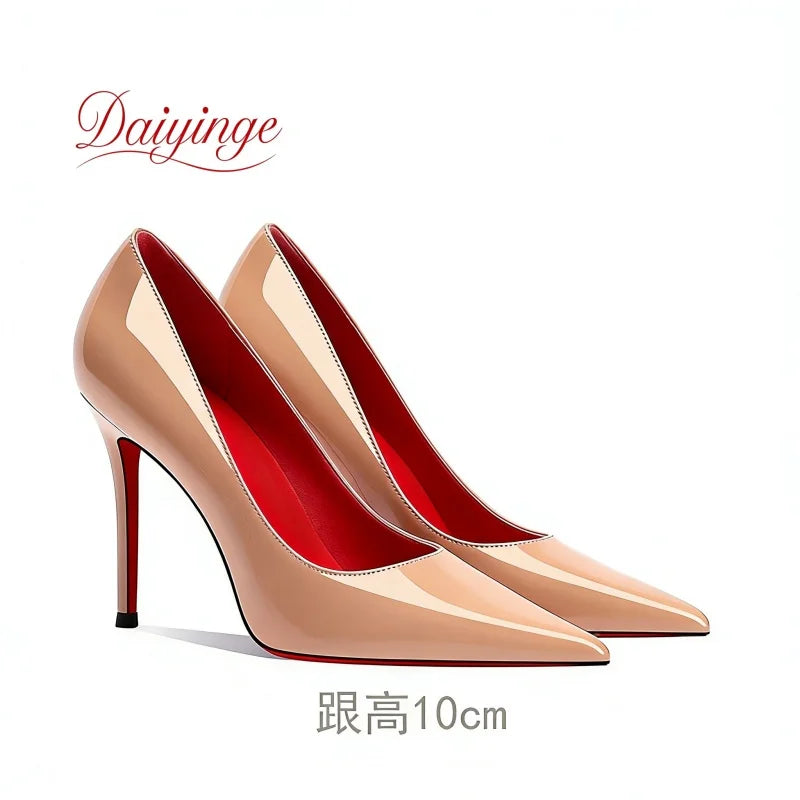 Chaussures pour femme tendance 2026 de luxe à semelles rouges, talons hauts, escarpins à bout pointu et talons aiguilles de 12 cm, confortables pour soirées, robes de cérémonie et mariages.
