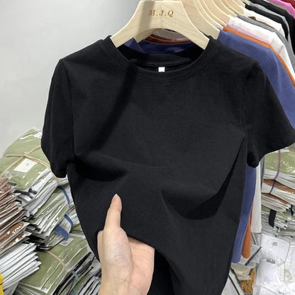 T-shirt pour femme, t-shirt pour filles, vêtements pour femmes, hauts, t-shirt en coton, t-shirt féminin à manches courtes, tee-shirt de printemps, haut sexy Y2K, blanc