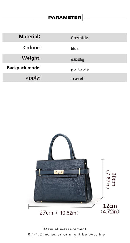 Sac à main pour femme en cuir véritable de vachette, convertible en port bandoulière et épaule, avec foulard en soie, sac fourre-tout à motif crocodile