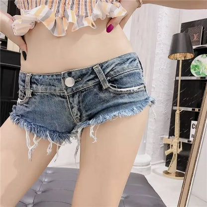 Short en jean d'été pour femmes taille basse, short en jean extensible, hot pants, design triangle sexy, rehausseur de fesses, streetwear décontracté DURIKIES