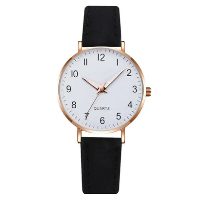 Montre femme mode décontractée avec bracelet, ensemble de montres, bracelet en cuir, cadran rond simple, montre-bracelet à quartz pour femme, montre habillée, horloge, montre femme