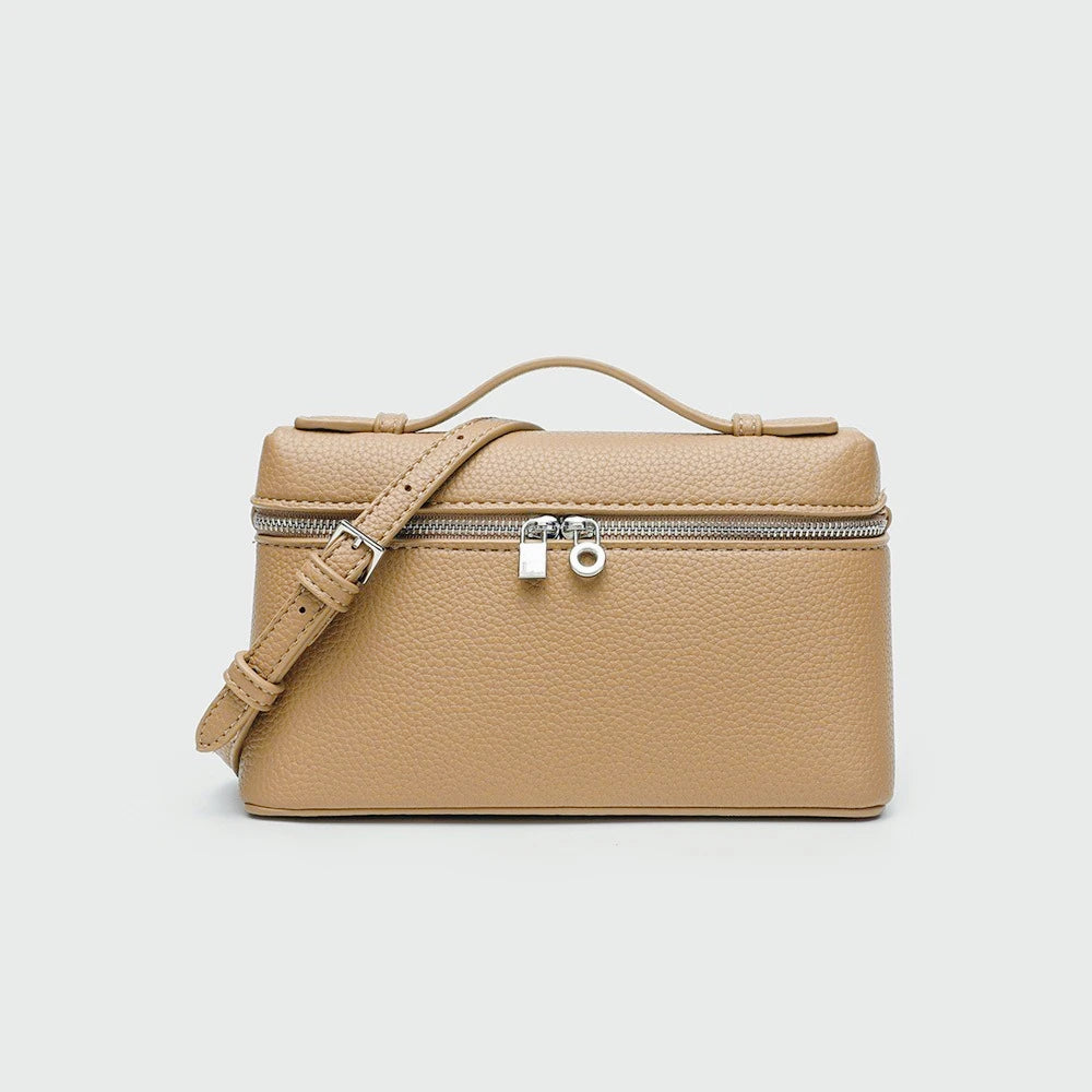 Sac à bandoulière en grain de litchi au style haut de gamme et de niche, mode simple, type boîte à lunch pour femme, exquis mini sac à main porté main et en bandoulière