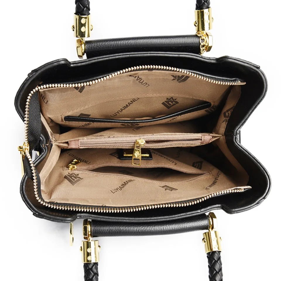 Sac à main élégant à poignée tressée pour femmes, sac à poignée supérieure en cuir de haute qualité, sac bandoulière et porté épaule pour dames, cabas décontracté de qualité