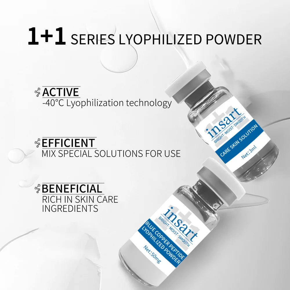 Ensemble de poudre lyophilisée au peptide de cuivre bleu, sérum facial hydratant et blanchissant, anti-rides, pour une peau lisse et douce, soin de la peau, essence éclaircissante