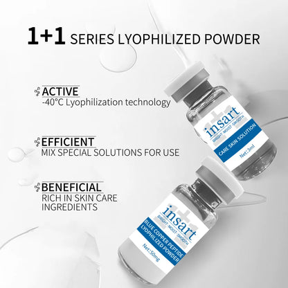 Ensemble de poudre lyophilisée au peptide de cuivre bleu, sérum facial hydratant et blanchissant, anti-rides, pour une peau lisse et douce, soin de la peau, essence éclaircissante