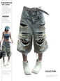 Jeans déchirés Y2K pour femmes style Harajuku Wasteland pantalon en denim baggy pantalon jean vintage boyfriend oversize vêtements japonais des années 2000