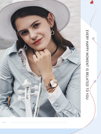 Montre pour femme OLEVS 5189, montre-bracelet à quartz, montre décontractée et tendance pour dames, étanche, lumineuse, bracelet en maille, cadran cœur, index en zircon.