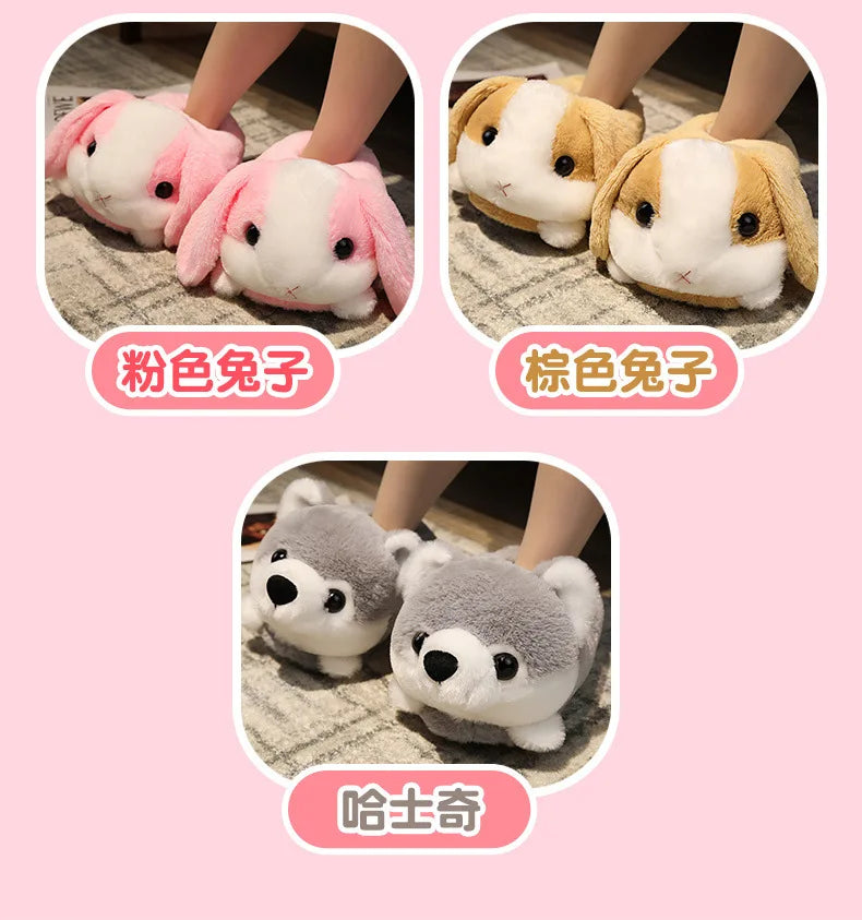 Pantoufles hamster câlines et mignonnes pour femmes, hiver automne, en peluche chaude, chaussures nuage pour chambre, pantoufles familiales pour femme, pantoufles animaux kawaii