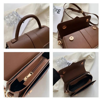 Sac à bandoulière en cuir PU pour femmes, sac à main, sac bandoulière tendance, sac vintage porté sous le bras, cartable carré
