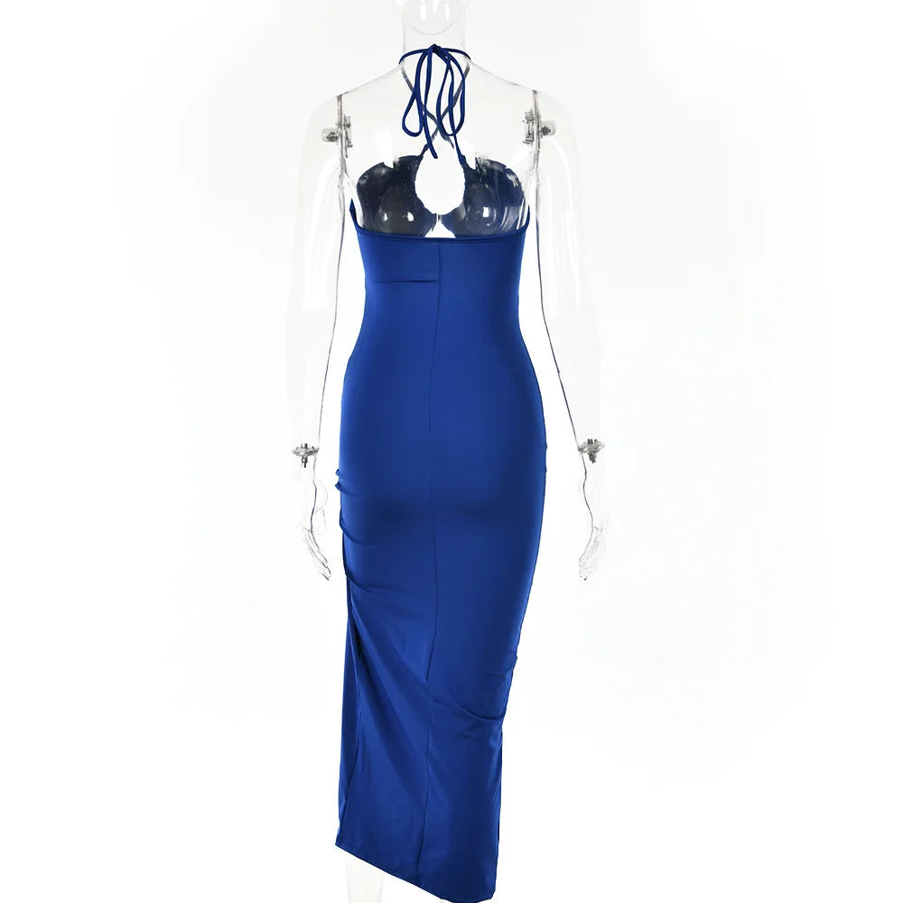 Robes midi sexy sans manches pour femme, dos nu, coupe slim, pour boîte de nuit et soirée, robe moulante élégante pour femme, vestidos elegantes para mujer