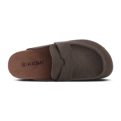 Litfun Nouveaux sabots pour femmes, mules en suède de liège tendance pour femmes, chaussons classiques en liège antidérapants pour l’extérieur avec soutien de la voûte plantaire