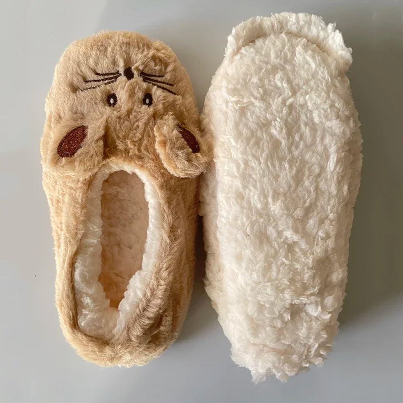 Pantoufles d’intérieur floues pour femmes, hiver, fourrure chaude en peluche, antidérapantes avec adhérence, chaussures d’intérieur moelleuses et confortables pour femmes paresseuses, oreilles de souris, chaussures de