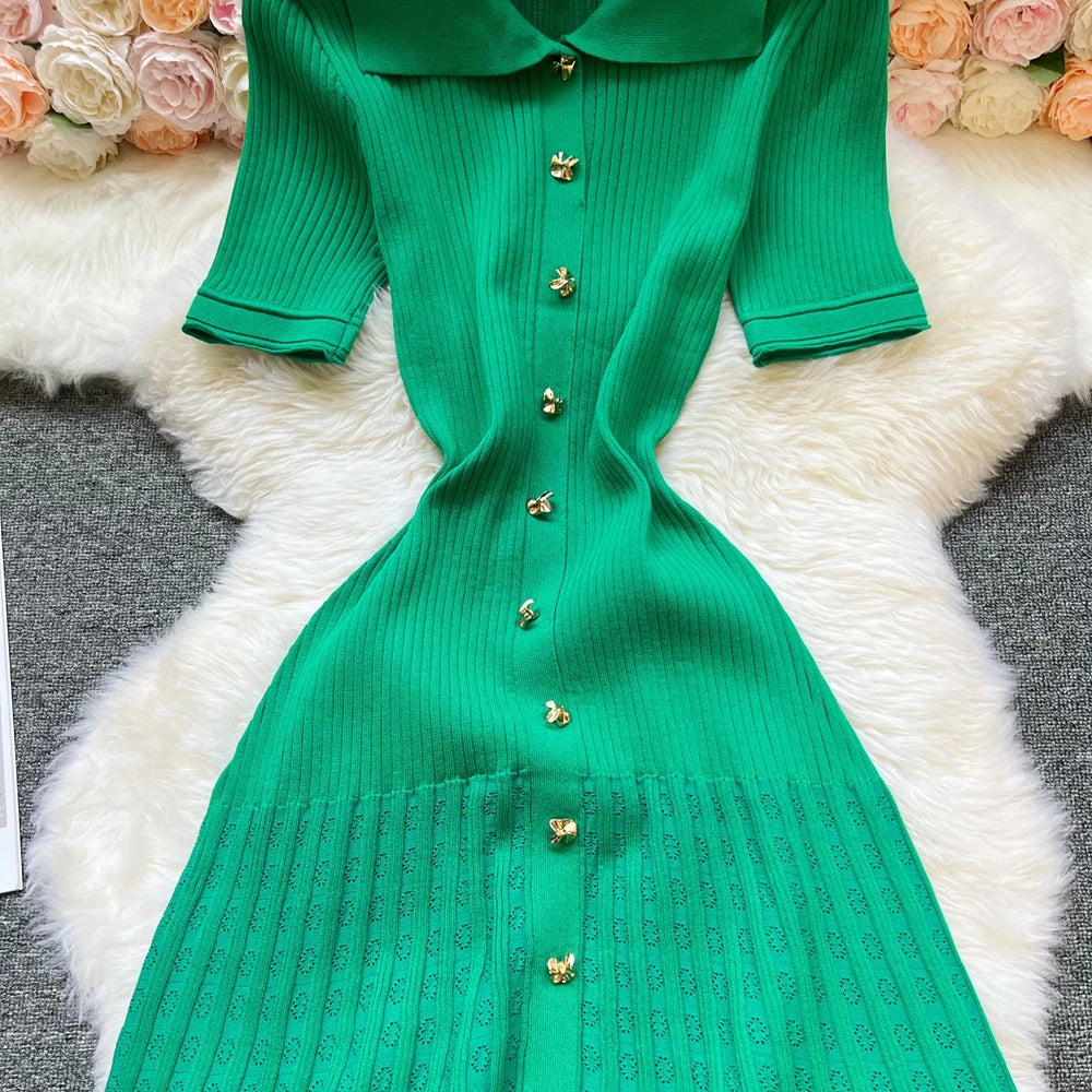 Robe longue en maille mode vintage de la marque YuooMuoo, col rabattu, élégante, à simple boutonnage, coupe trapèze, robe chemise longue pour femme, robes