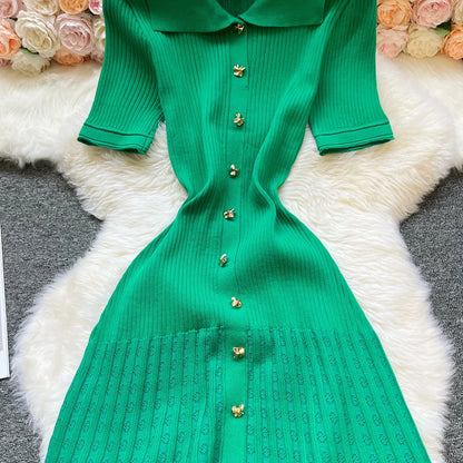 Robe longue en maille mode vintage de la marque YuooMuoo, col rabattu, élégante, à simple boutonnage, coupe trapèze, robe chemise longue pour femme, robes