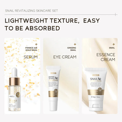 Ensemble de soins de la peau à la vitamine C LAIKOU 3 pièces : crème pour le visage, sérum et crème contour des yeux, hydratant, anti-rides, kit de soins du visage