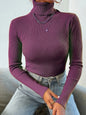 Pull femme automne-hiver 2026 à manches longues en maille, col roulé rabattable côtelé, doux et chaud, jumper pullover vêtements pour femme