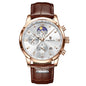 Montre-bracelet de luxe pour femme LIGE, bracelet en cuir, étanche, décontractée et sportive, à quartz, avec affichage 24 heures et phase de lune.