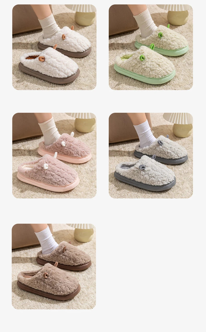 Pantoufles d’hiver pour femmes - Chaussons doublés en polaire pelucheuse, chaussons chauds en coton pour l’intérieur/l’extérieur avec semelle antidérapante
