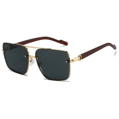 KAMMPT Fashion Lunettes de soleil rétro carrées en métal pour femme, design original de marque, lunettes de conduite nouvelles à double pont style pilote