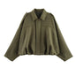 ETJ 2025 nouvelle veste bomber femme de printemps à effet suédine, coupe ample, col à revers, style mode, épaules marquéess